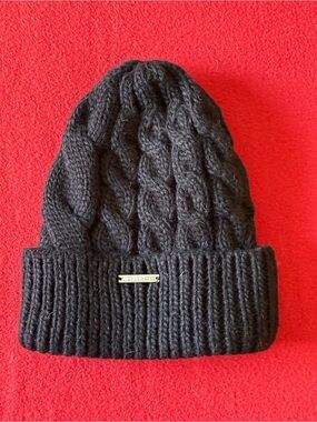 Michael Kors Women's Cable-Knit Beanie Hat Black OS